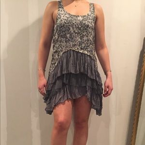 Fun floral dress grey white blue hues